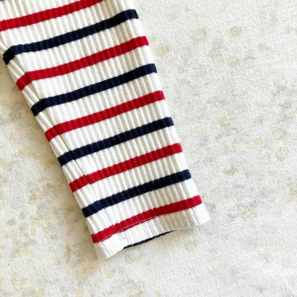Ralph Lauren 24 Mos Ribbed Striped Leggings Navy White Red Bottom Pants - Picture 5 of 7